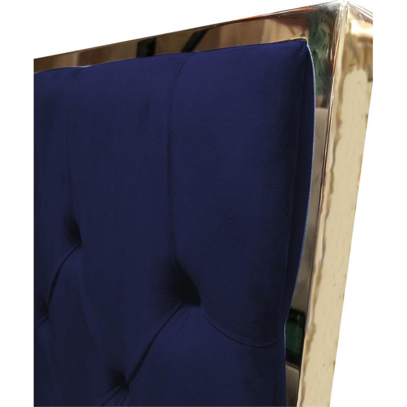 Pemberly Row Tufted East King Velour Platform Bed with Slats in Blue