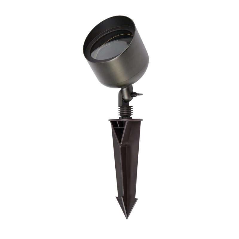 Pemberly Row Outdoor 12V Cast Brass Wide Spot Light in Dark Bronze