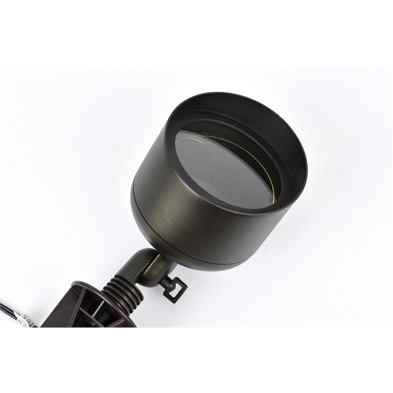 Pemberly Row Outdoor 12V Cast Brass Wide Spot Light in Dark Bronze
