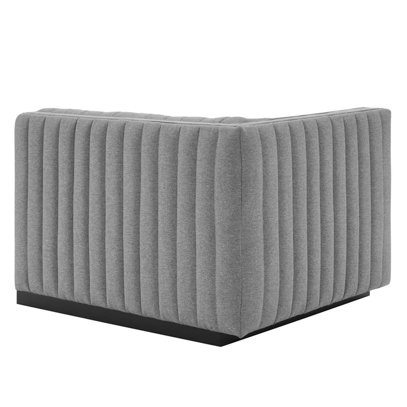 Pemberly Row Modern Channel Tufted Left-Arm Chair in Light Gray