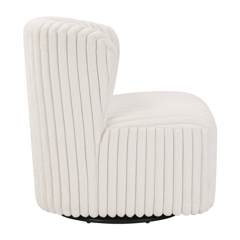 Pemberly Row Swivel Accent Chair with White Cord Fur Fabric