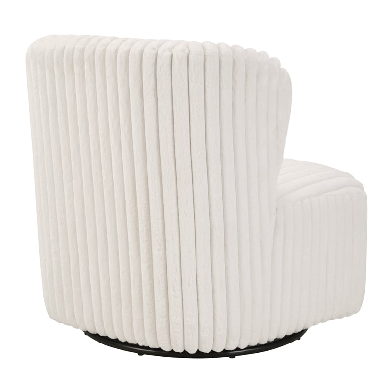 Pemberly Row Swivel Accent Chair with White Cord Fur Fabric