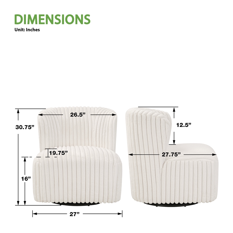 Pemberly Row Swivel Accent Chair with White Cord Fur Fabric