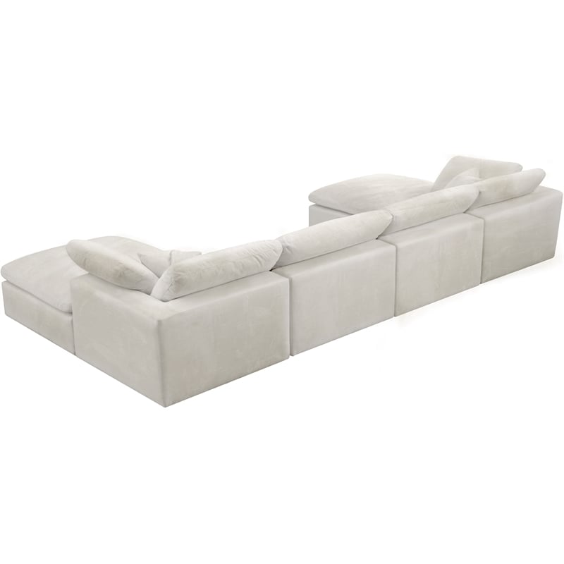 Pemberly Row Cream Velvet Modular Sectional with 6-Piece Design