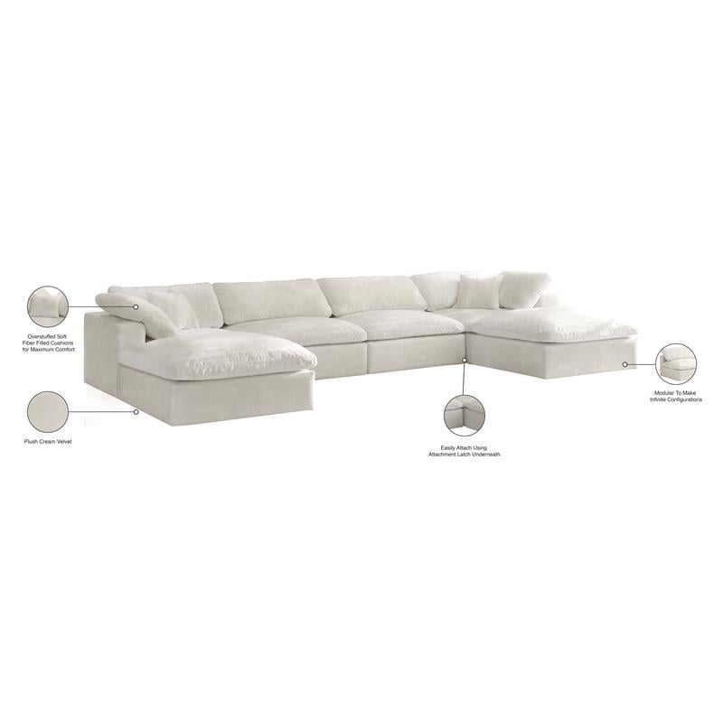 Pemberly Row Cream Velvet Modular Sectional with 6-Piece Design