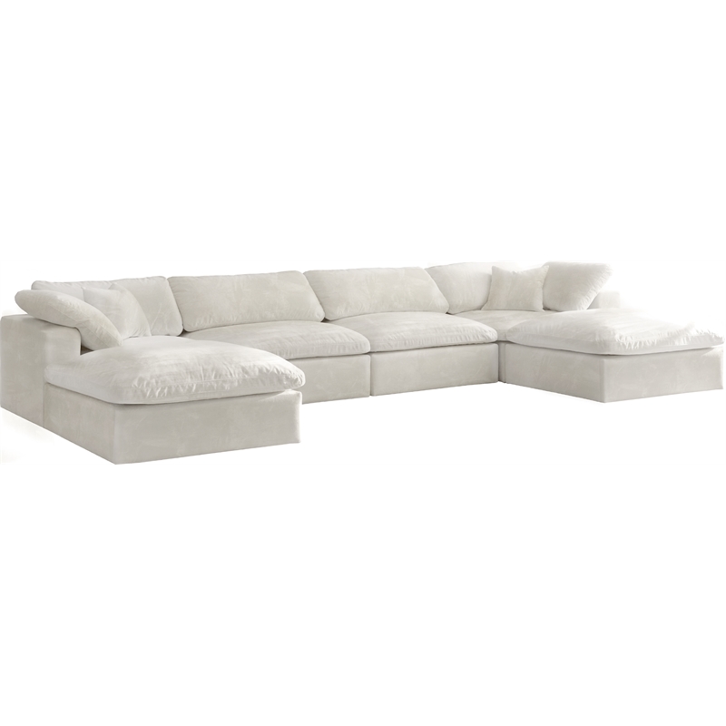 Pemberly Row Cream Velvet Modular Sectional with 6-Piece Design