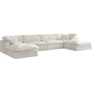 Pemberly Row Cream Velvet Modular Sectional with 6-Piece Design
