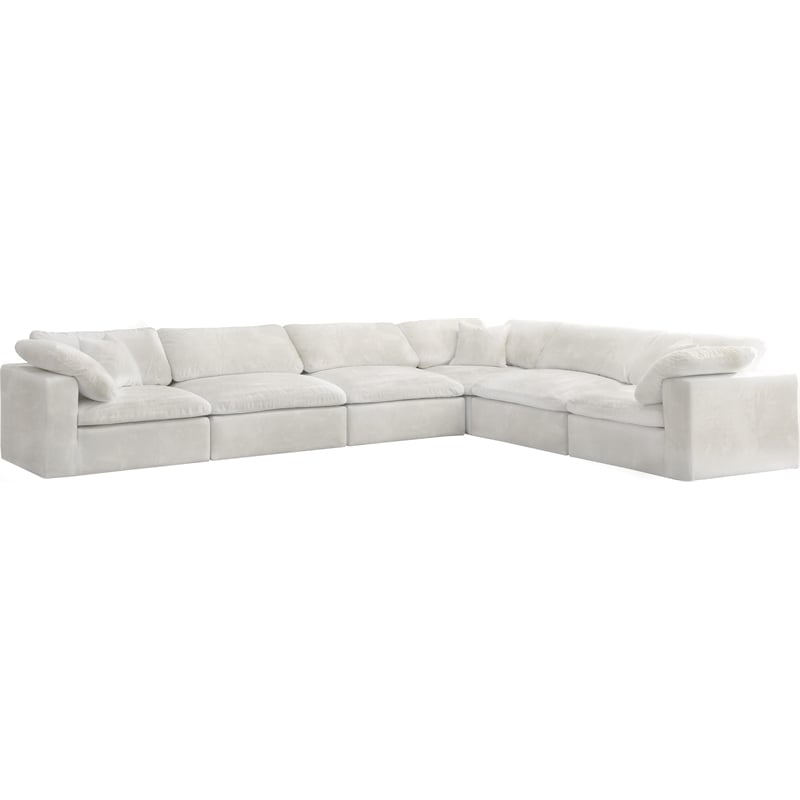 Pemberly Row Cream Velvet Modular Sectional with 6-Piece Design
