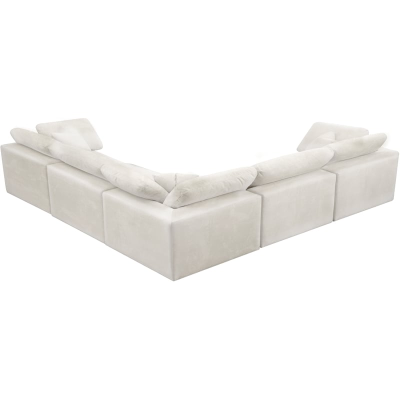 Pemberly Row Cream Velvet Modular Sectional with 5-Piece Design