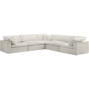 Pemberly Row Cream Velvet Modular Sectional with 5-Piece Design