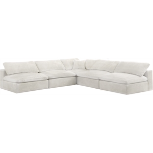 Pemberly Row Cream Velvet Modular Sectional with 5-Piece Design