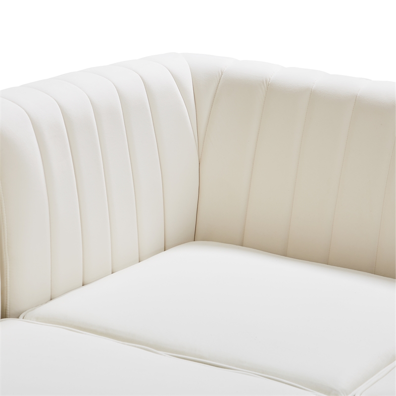 Pemberly Row Modular Cream Velvet Sectional with Channel Tufting