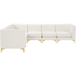 Pemberly Row Modular Cream Velvet Sectional with Channel Tufting