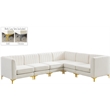 Pemberly Row Modular Cream Velvet Sectional with Channel Tufting
