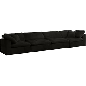 Pemberly Row Modular 4-Piece Velvet Sofa in Black Upholstery