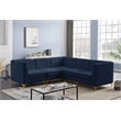 Pemberly Row Modular Sectional in Navy Velvet with Channel Tufting