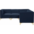 Pemberly Row Modular Sectional in Navy Velvet with Channel Tufting