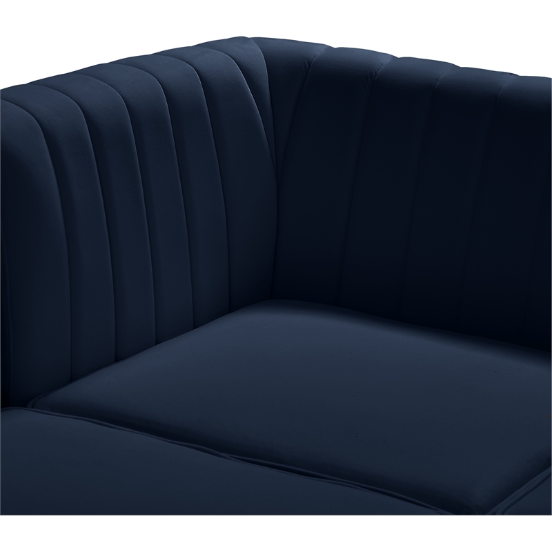 Pemberly Row Modular Sectional in Navy Velvet with Channel Tufting
