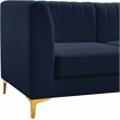 Pemberly Row Modular Sectional in Navy Velvet with Channel Tufting