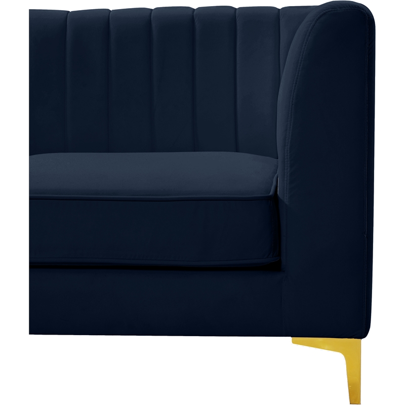 Pemberly Row Modular Sectional in Navy Velvet with Channel Tufting