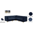 Pemberly Row Modular Sectional in Navy Velvet with Channel Tufting