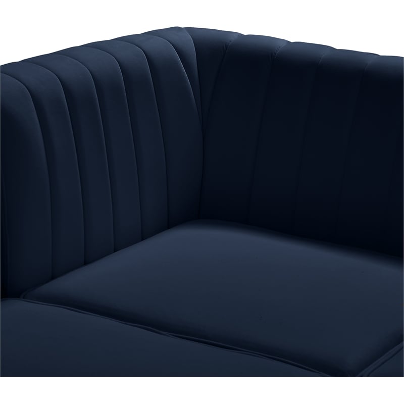 Pemberly Row Modular Sectional in Navy Velvet with Channel Tufting