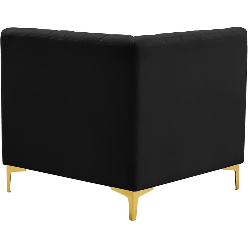 Pemberly Row Velvet Corner Chair with Modular Design in Black