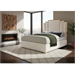 Pemberly Row Velvet Queen Bed with Gold Metal Frame in Cream