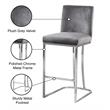 Pemberly Row Velvet Counter Stool in Gray with Chrome Finish