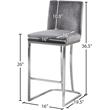 Pemberly Row Velvet Counter Stool in Gray with Chrome Finish