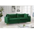 Pemberly Row Velvet Sofa with Gold and Chrome Legs in Green
