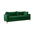 Pemberly Row Velvet Sofa with Gold and Chrome Legs in Green