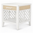 Pemberly Row 1-Drawer End Table with Slatted Design in Sand/White Finish
