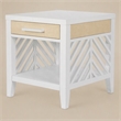 Pemberly Row 1-Drawer End Table with Slatted Design in Sand/White Finish