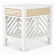 Pemberly Row 1-Drawer Chairside Table in White with Slatted Open Design