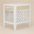 Pemberly Row 1-Drawer Chairside Table in White with Slatted Open Design