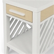 Pemberly Row 1-Drawer Chairside Table in White with Slatted Open Design