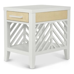 Pemberly Row 1-Drawer Chairside Table in White with Slatted Open Design