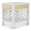 Pemberly Row 1-Drawer Chairside Table in White with Slatted Open Design