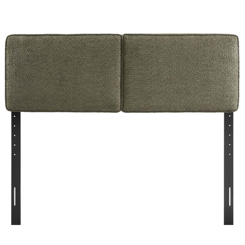 Pemberly Row King Headboard in Sage Boucle Upholstery with Wood Legs