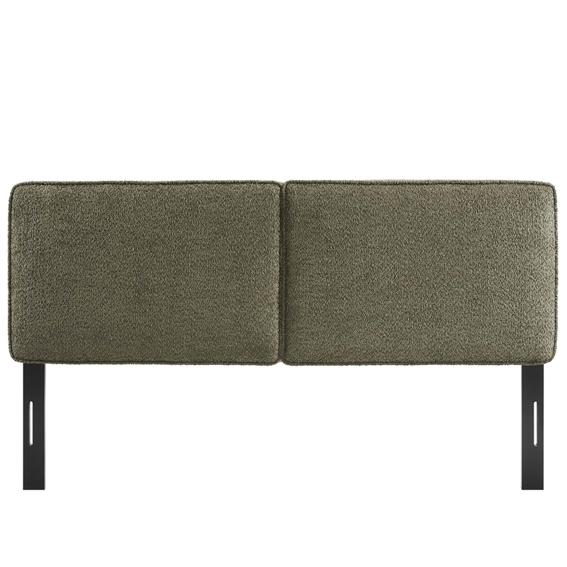 Pemberly Row King Headboard in Sage Boucle Upholstery with Wood Legs