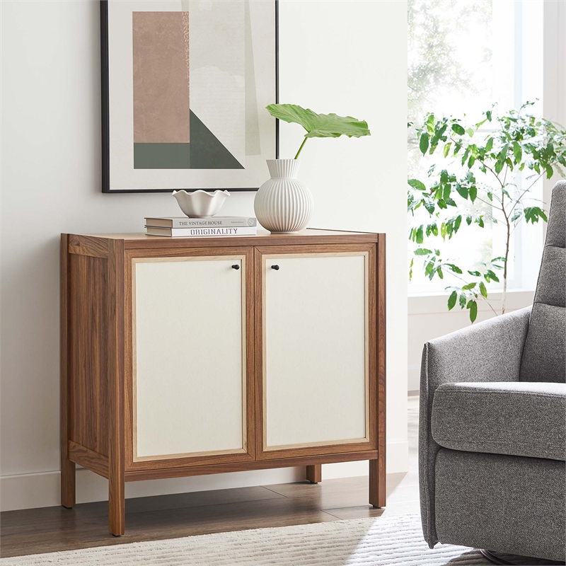 Pemberly Row 33 in Walnut Wood Grain Storage Cabinet with Soft-Close