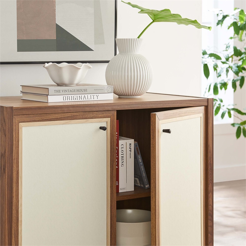 Pemberly Row 33 in Walnut Wood Grain Storage Cabinet with Soft-Close