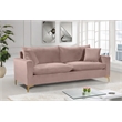 Pemberly Row Contemporary Pink Velvet Sofa with Gold & Chrome Legs