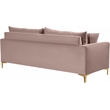 Pemberly Row Contemporary Pink Velvet Sofa with Gold & Chrome Legs
