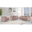 Pemberly Row Contemporary Pink Velvet Sofa with Gold & Chrome Legs