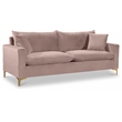 Pemberly Row Contemporary Pink Velvet Sofa with Gold & Chrome Legs