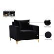 Pemberly Row Black Velvet Accent Chair with Customizable Gold & Chrome Legs