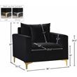 Pemberly Row Black Velvet Accent Chair with Customizable Gold & Chrome Legs