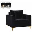 Pemberly Row Black Velvet Accent Chair with Customizable Gold & Chrome Legs